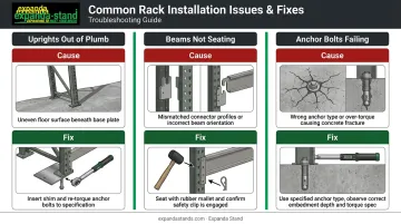 Three common pallet rack installation problems causes and fixes comparison chart