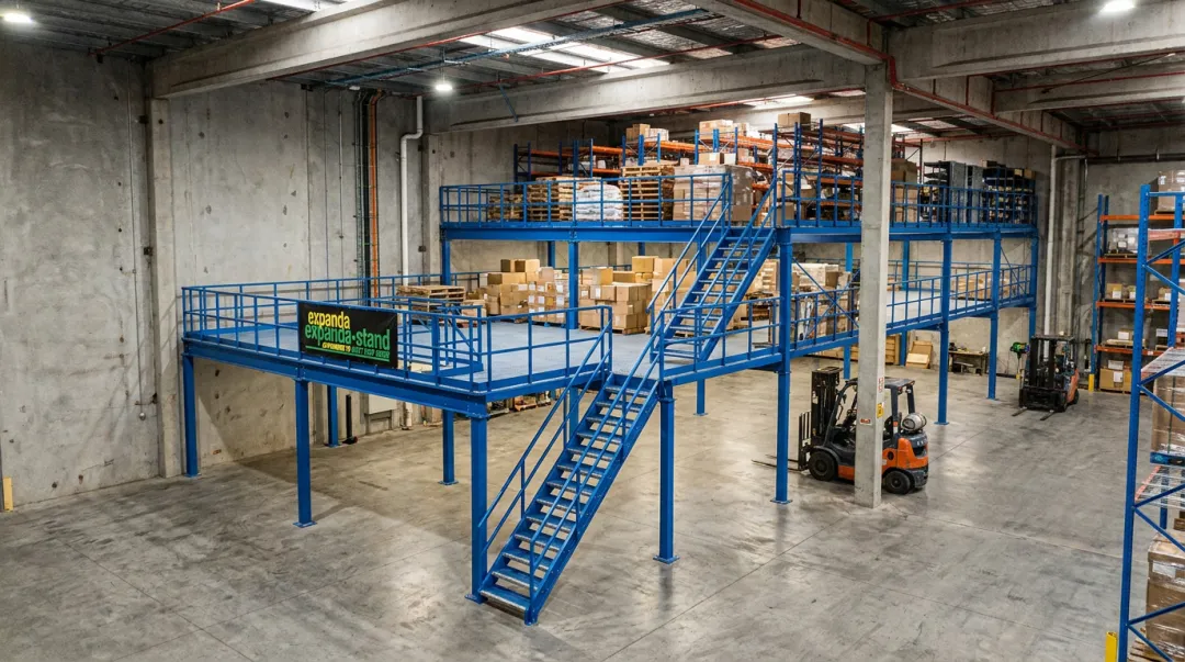 Expanda Stand modular mezzanine floor system installed inside warehouse facility