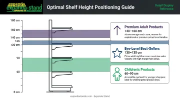 Supermarket vertical shelf height guide for children premium and produce products