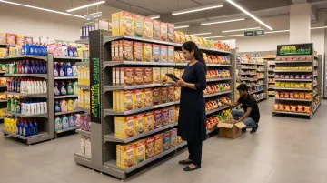 Retail store manager conducting quarterly floor walk rack performance audit