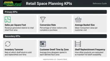 Retail space planning KPI dashboard showing primary and secondary performance metrics