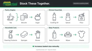 Cross-merchandising product pairing examples to increase kirana store basket size