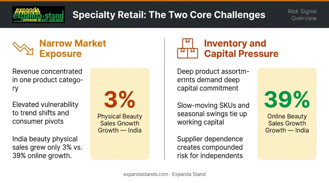Specialty store two key challenges narrow market exposure versus inventory capital pressure