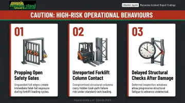 Three high-risk mezzanine operational behaviours causing incidents infographic