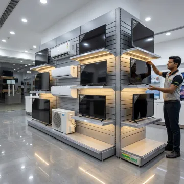 Electronics store wall display rack