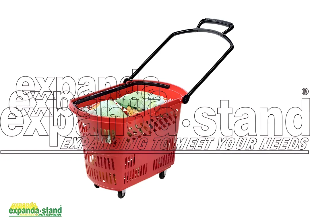 Plastic Shopping Basket Trolley 35L