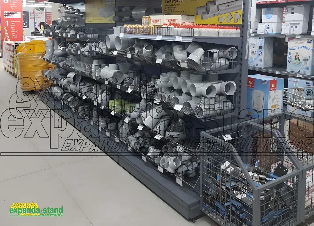 Plumbing Pipe Fittings Display Unit | Retail Wall Rack Design Solutions for Shops