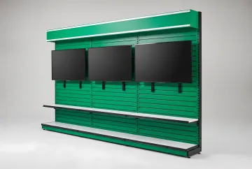 Slatwall TV Display - 3 TV with Header