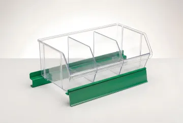 B-PANDA BIN 315 Lx150 Wx110 H MM (WITH 2 PARTITION)- TRANSPARENT | Industrial Storage Bins and Cabinets for Heavy Duty Use