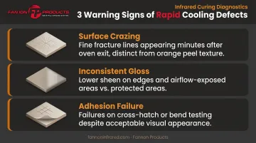 Three rapid cooling defect warning signs in powder coating identification guide