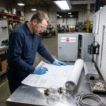 Engineer reviewing custom infrared equipment plans