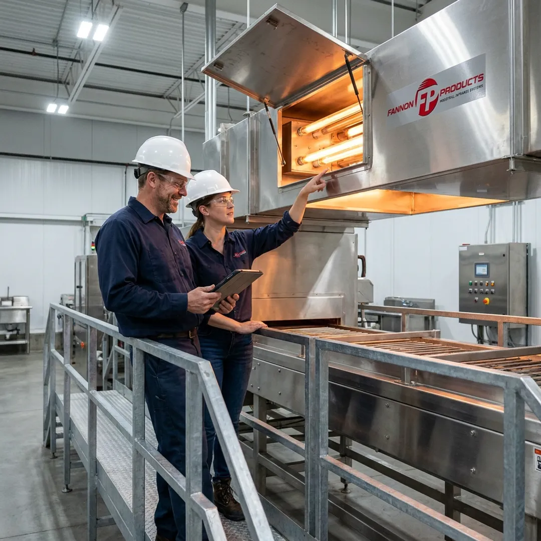 Engineered infrared heating system for food processing line