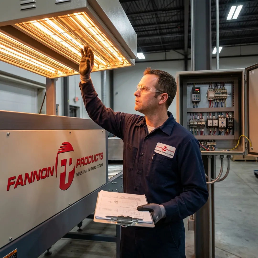 Engineer reviewing infrared process heating system
