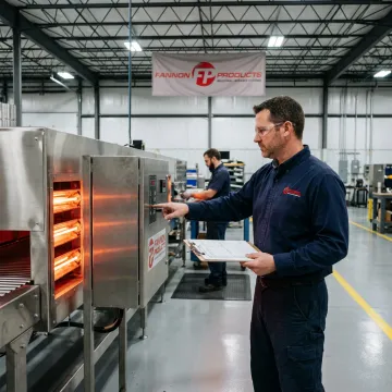 Engineer reviewing infrared heating system controls