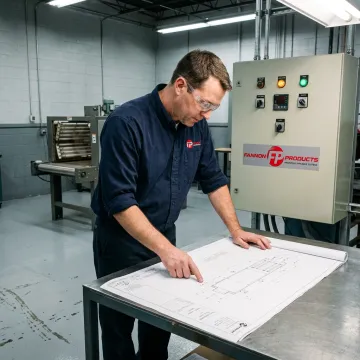 Engineer reviewing infrared conveyor curing controls