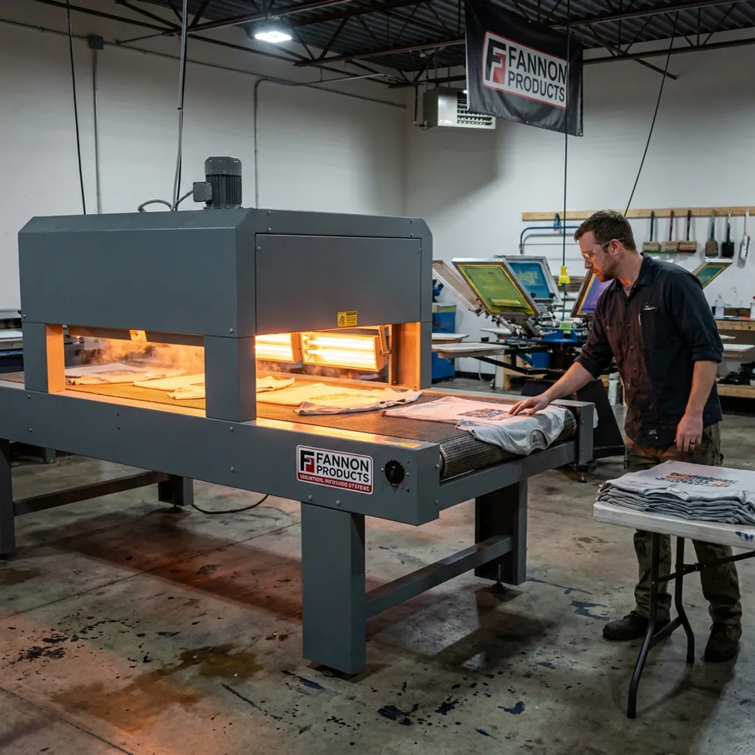 Screen printing dryer curing printed shirts