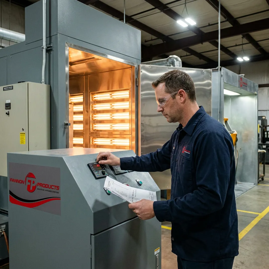Engineer configuring infrared powder coating system