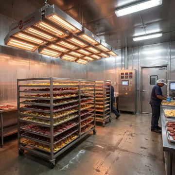 Infrared dry room system for food processing
