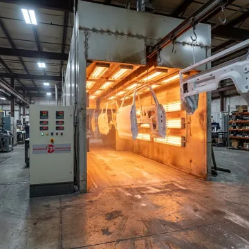 Infrared powder coating curing system in production