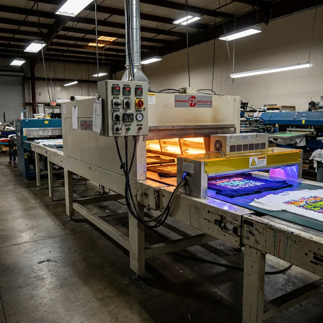 Infrared dryer on a screen printing production line