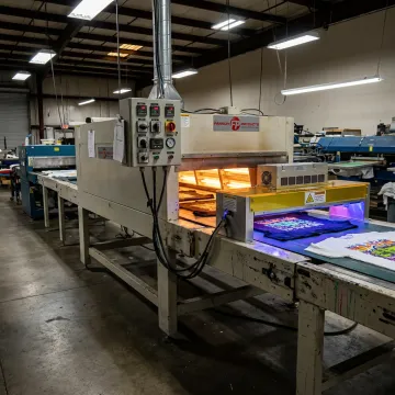 Infrared dryer on a screen printing production line