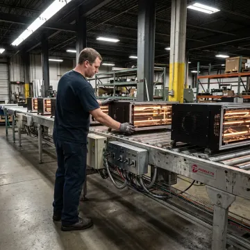 Technician integrating industrial infrared heating system
