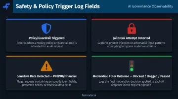 AI safety policy trigger log fields including jailbreak detection and moderation outcomes