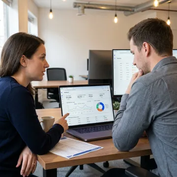Team reviewing AI cost optimization metrics