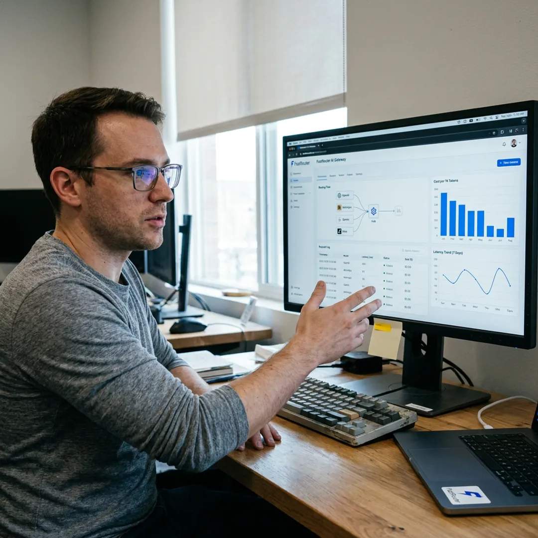 AI engineer reviewing model routing controls