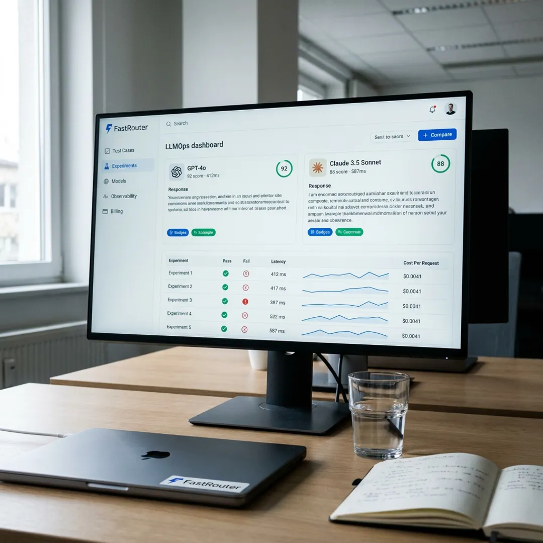 AI agent evaluation dashboard with model comparisons