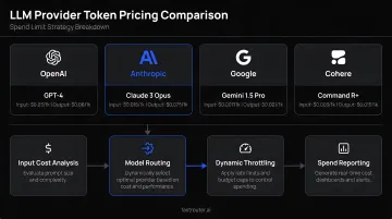 LLM provider token pricing comparison chart with spend limit strategy breakdown