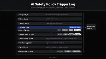 AI safety policy trigger log fields including jailbreak detection and moderation outcomes