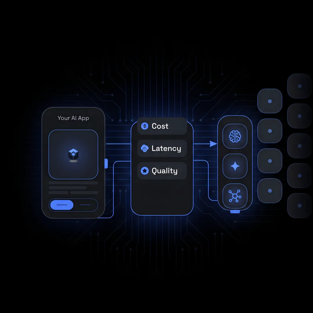 AI routing dashboard comparing multiple models