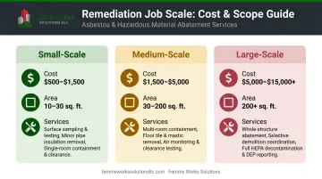 Comparison chart of small medium and large crawl space mold remediation costs