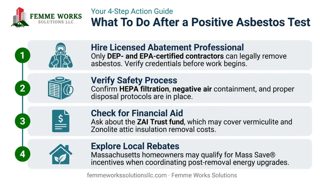 4-step action plan for homeowners with asbestos-positive vermiculite insulation