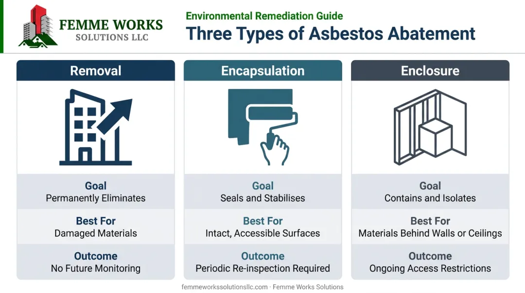 Comparison of three asbestos abatement methods removal encapsulation and enclosure