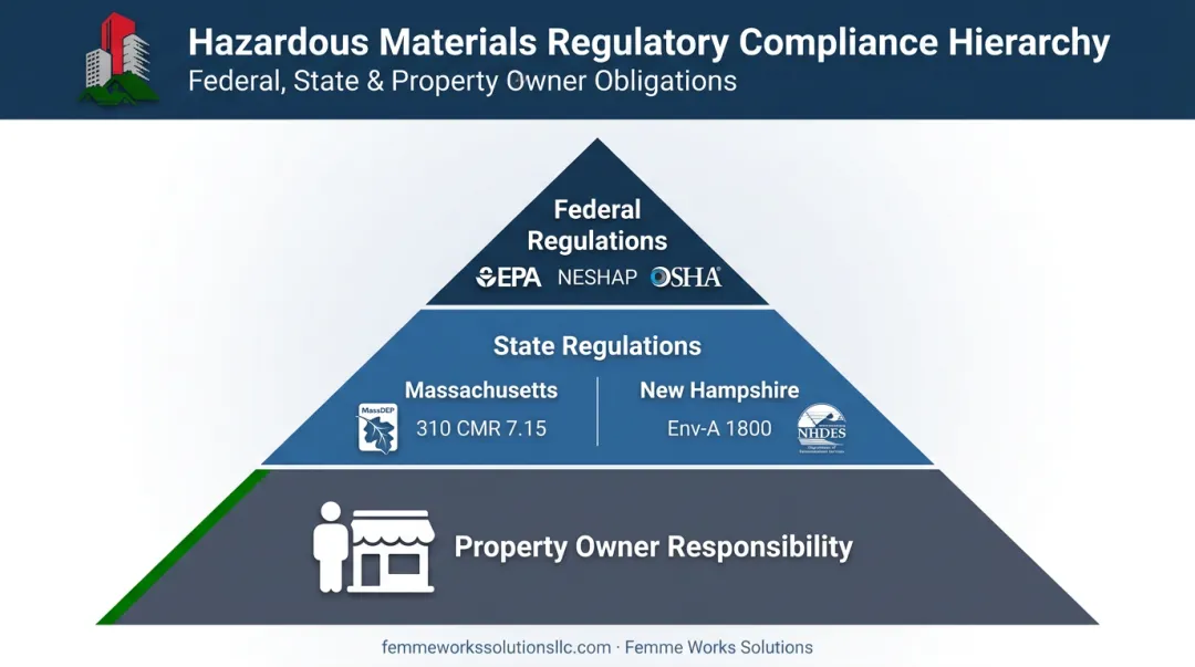 Regulatory compliance hierarchy for asbestos and hazardous materials risk assessments