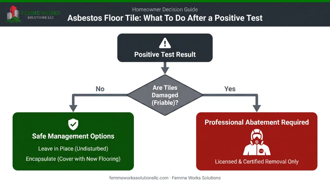 Decision flowchart for handling positive asbestos floor tile test results