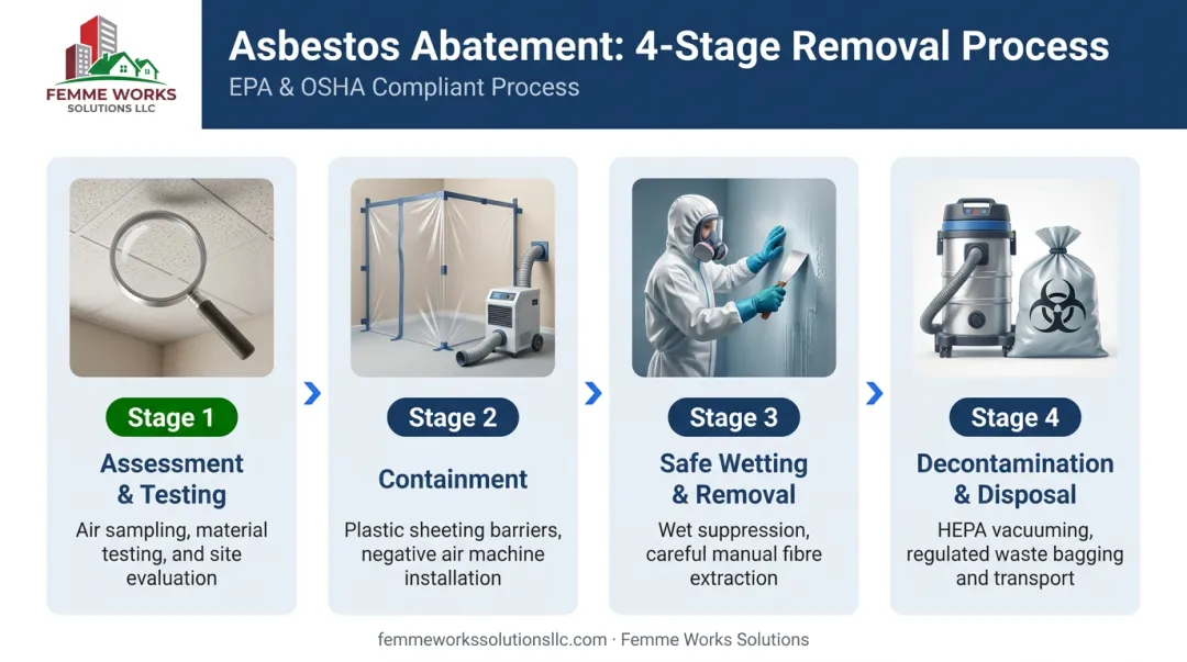 4-step professional asbestos abatement process for popcorn ceiling removal