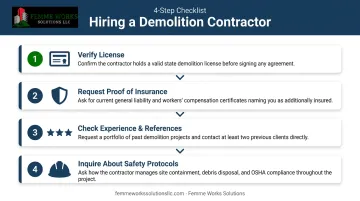 4-step checklist for hiring a qualified demolition contractor infographic