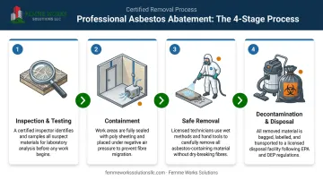 4-step professional asbestos abatement process from testing to safe disposal