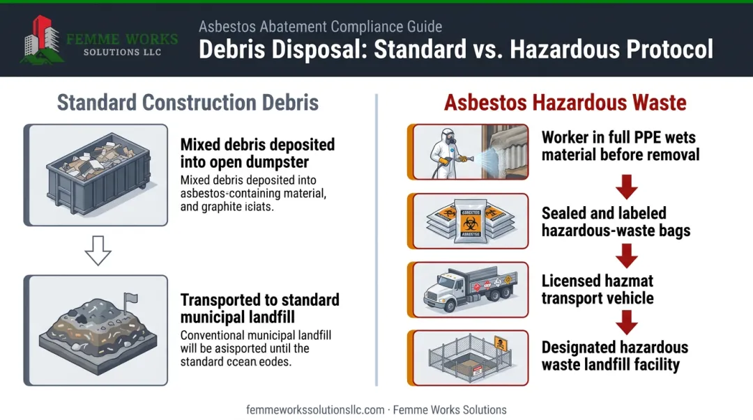 Comparison of construction debris disposal versus asbestos hazardous waste disposal protocols