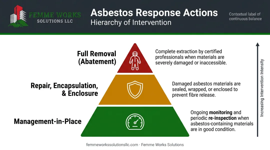 Hierarchy of asbestos response actions from management to full abatement