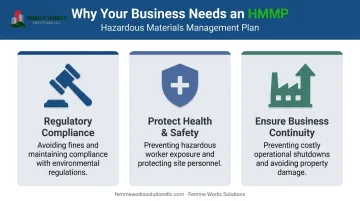 Three core pillars of needing a hazardous material management plan infographic