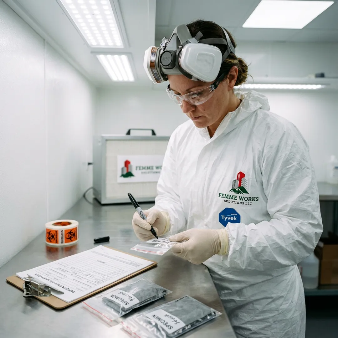 Asbestos samples prepared for lab testing