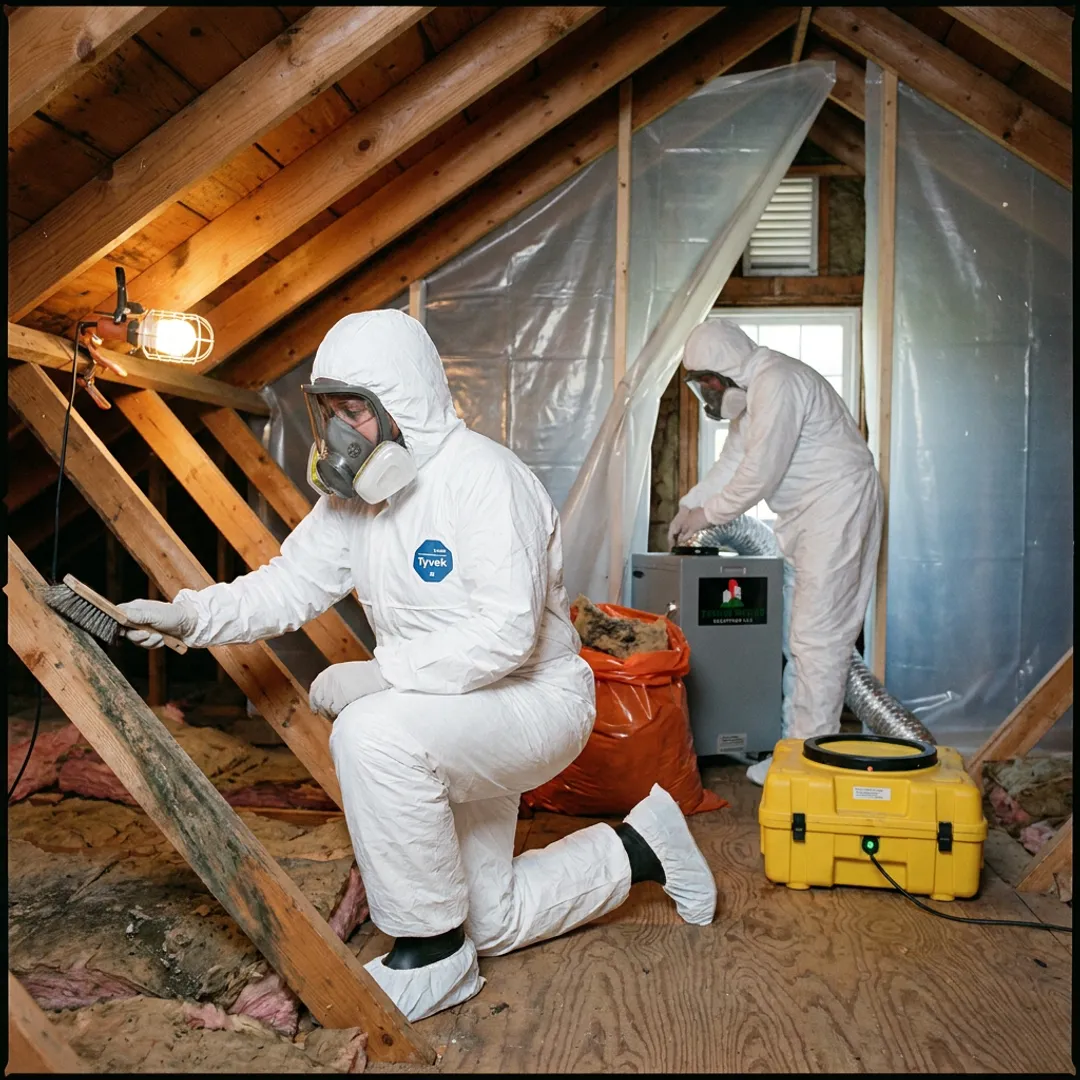 Attic mold remediation process with HEPA equipment