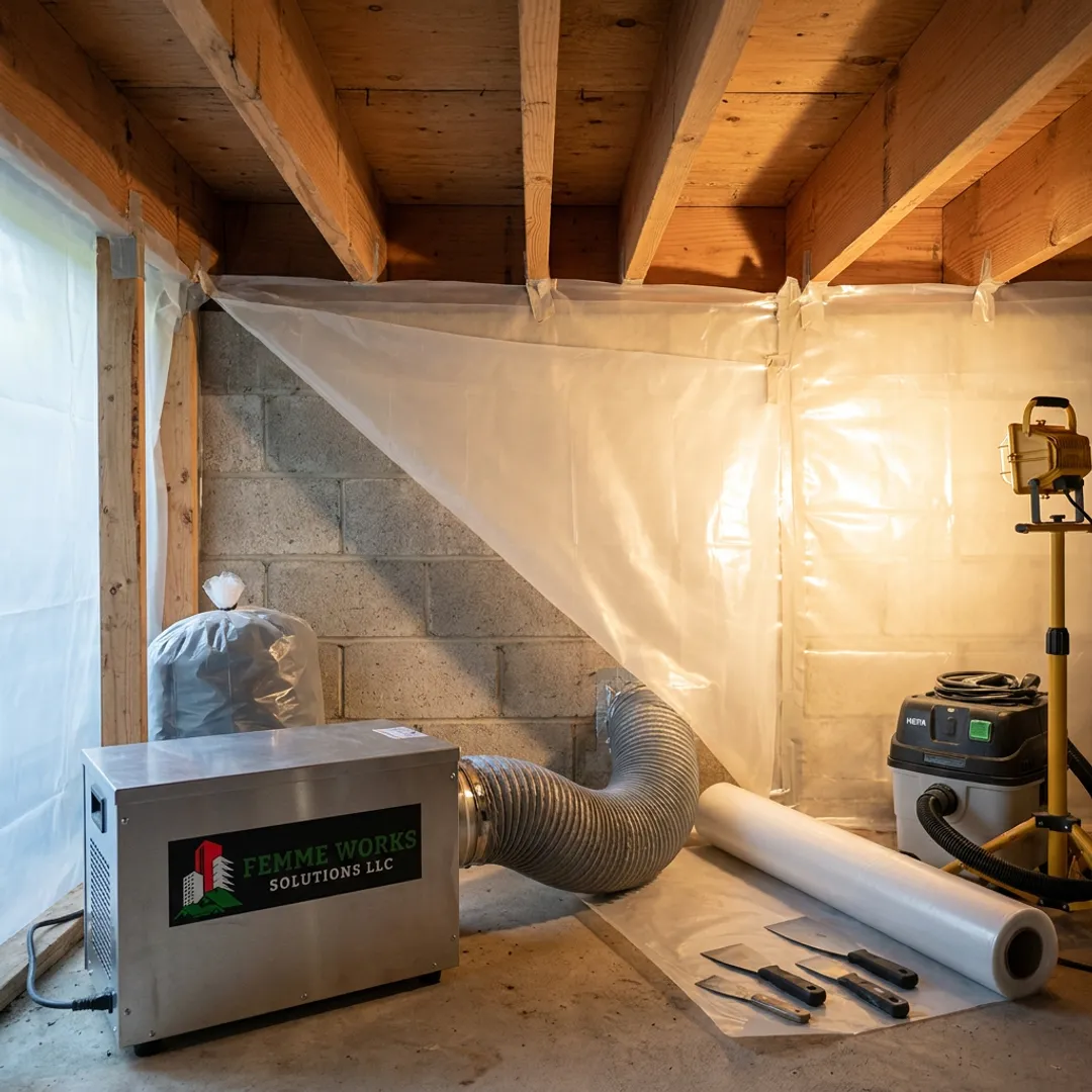 Crawl space mold remediation setup
