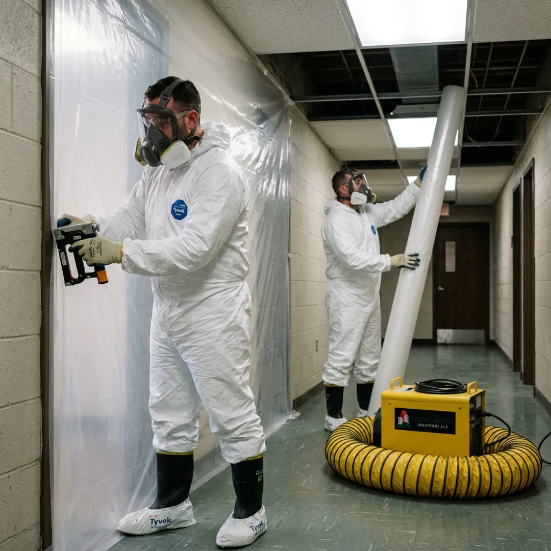 Asbestos containment setup in a commercial building