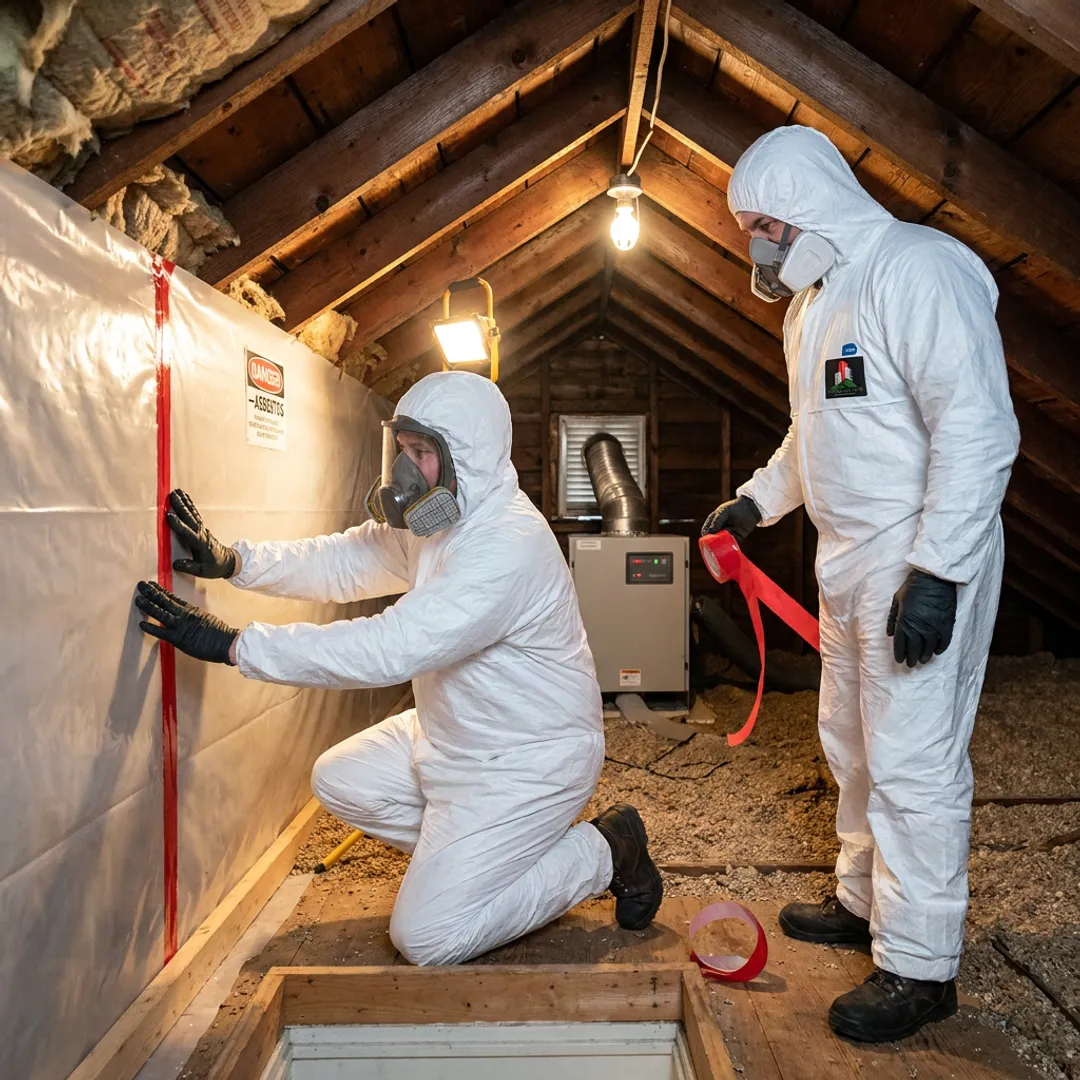 Attic mold containment and HEPA filtration setup