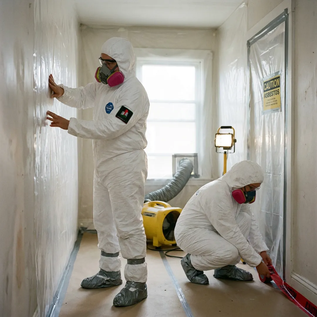 Asbestos removal containment process in progress